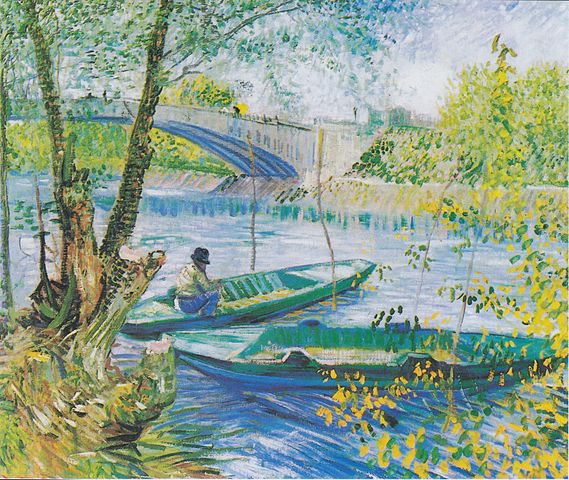 Angler und Boote an der Pont de Clichy, 1887.