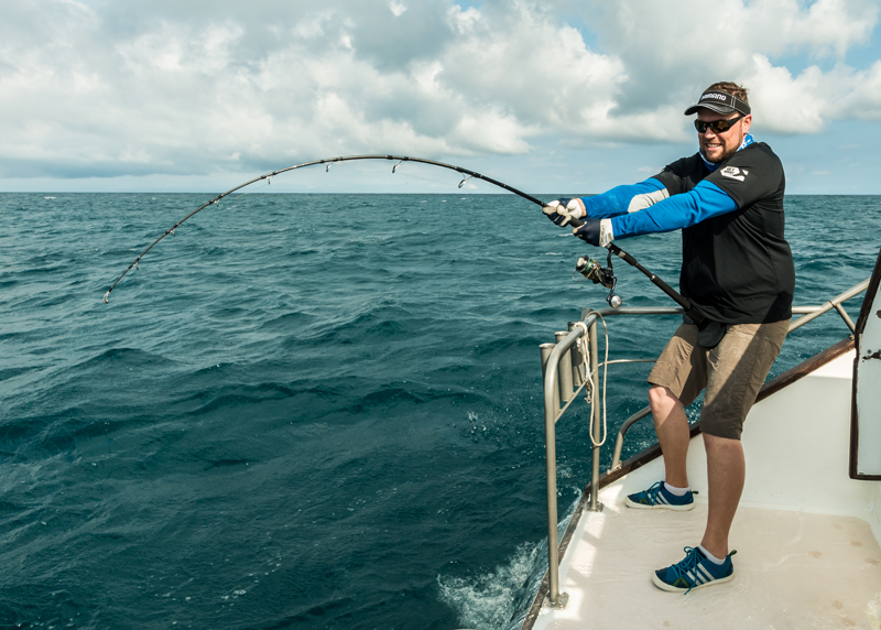 Wie bereits bem GT-Fischen wurden die OCEA-Ruten nicht zimperlich behandelt und teilweise das volle Körpergewicht ins Spiel gebracht.